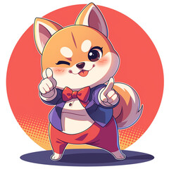 Cute 2D Cartoon Shiba Inu Family