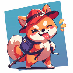 Cute 2D Cartoon Shiba Inu Family