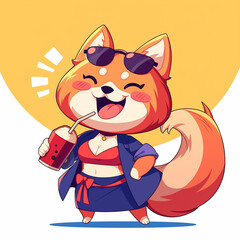 Cute 2D Cartoon Shiba Inu Family