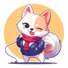 Cute 2D Cartoon Shiba Inu Family