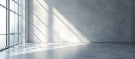 Obraz premium Minimalistic gray apartment interior showcasing unadorned walls and open spaces ideal for design inspiration