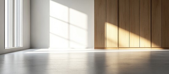 Fototapeta premium Minimalist bedroom featuring empty wardrobes and a stark uncluttered space ideal for modern interior design inspiration