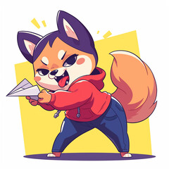 Cute 2D Cartoon Shiba Inu Family