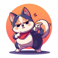 Cute 2D Cartoon Shiba Inu Family