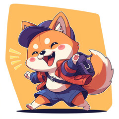 Cute 2D Cartoon Shiba Inu Family