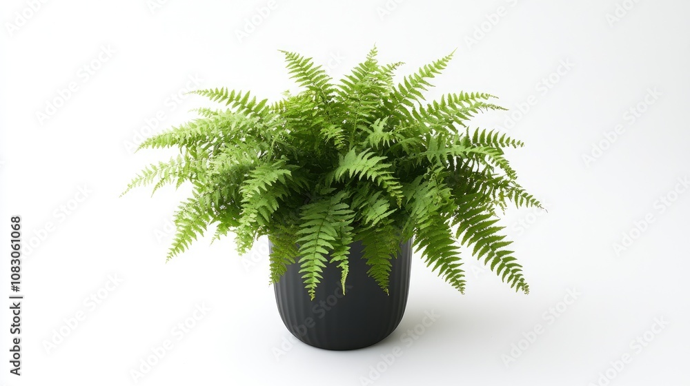 Poster Autumn Fern in a potted display viewed from the front against a white background