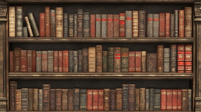 Antique bookshelf with a vertical orientation as the background