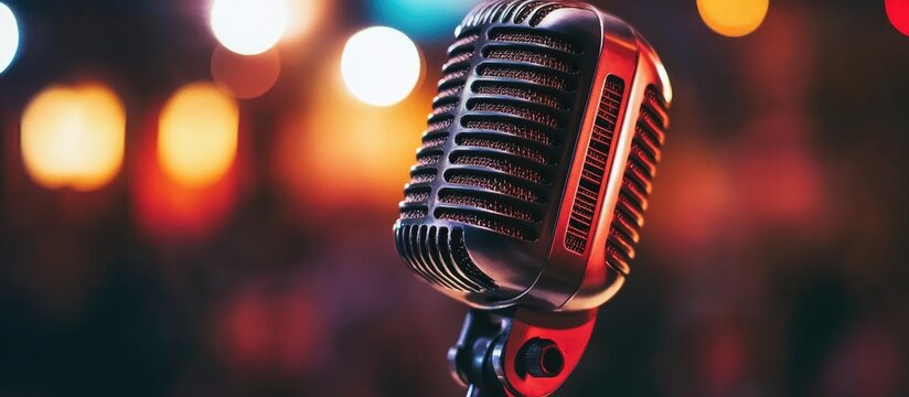 Microphone positioned in front of a sleek computer ideal for online streaming and recording sessions