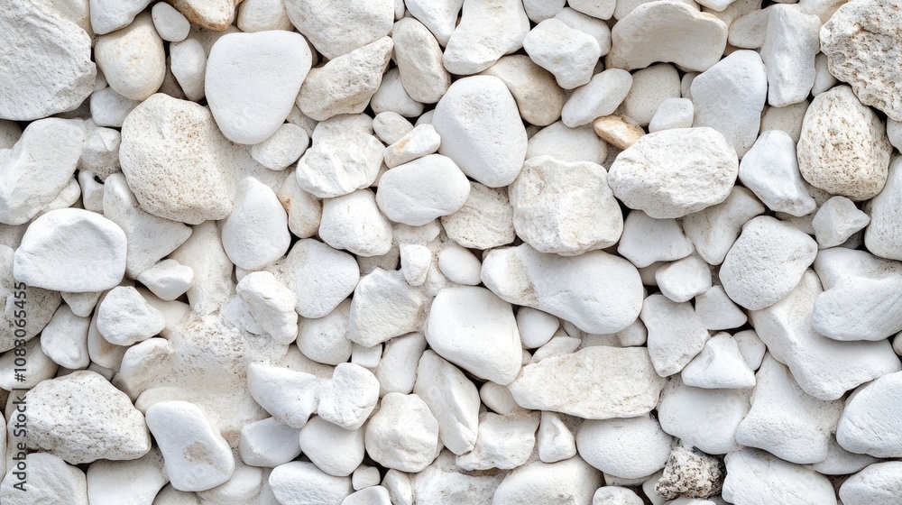 Poster smooth white pebbles creating a pure texture on the surface tiny stones scattered across the ground