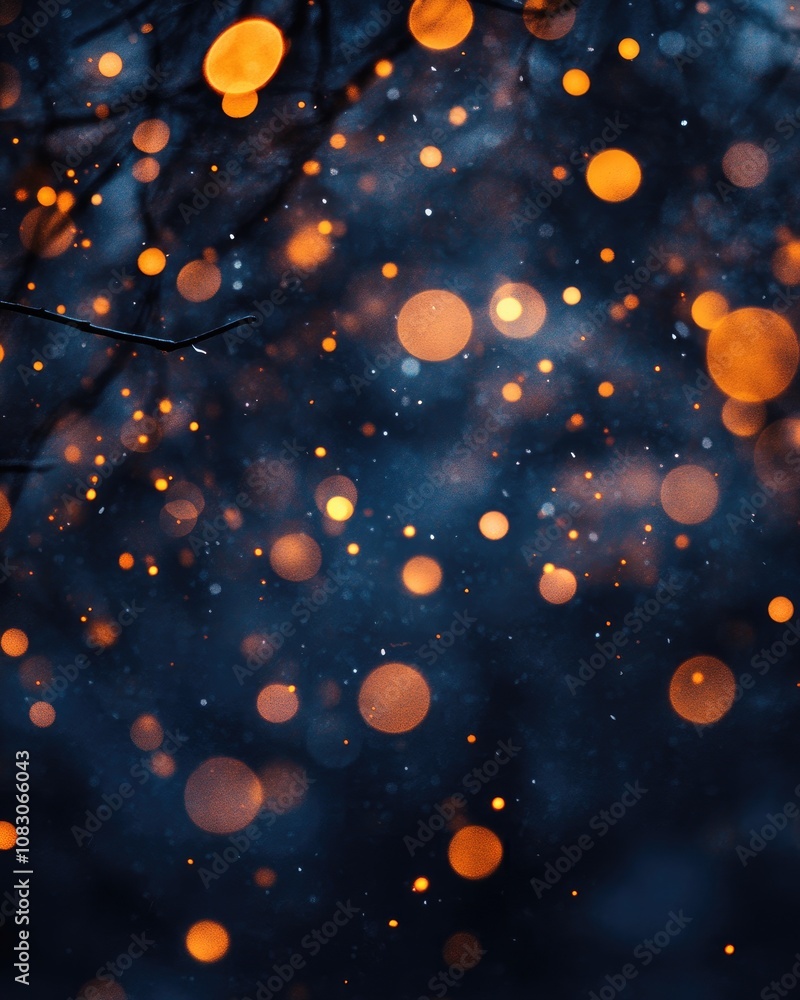 Poster abstract black bokeh with unique festive lights in soft focus