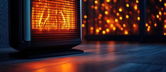 Modern electric heater stylishly placed on home floor for efficient heating