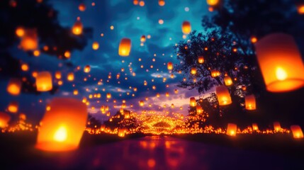 Obraz premium Mesmerizing lanterns of Ramadan glowing in the evening light