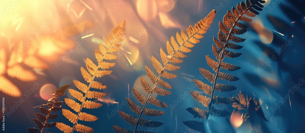Poster close up image of a dried fern with an abstract natural backdrop featuring selective focus and enhan