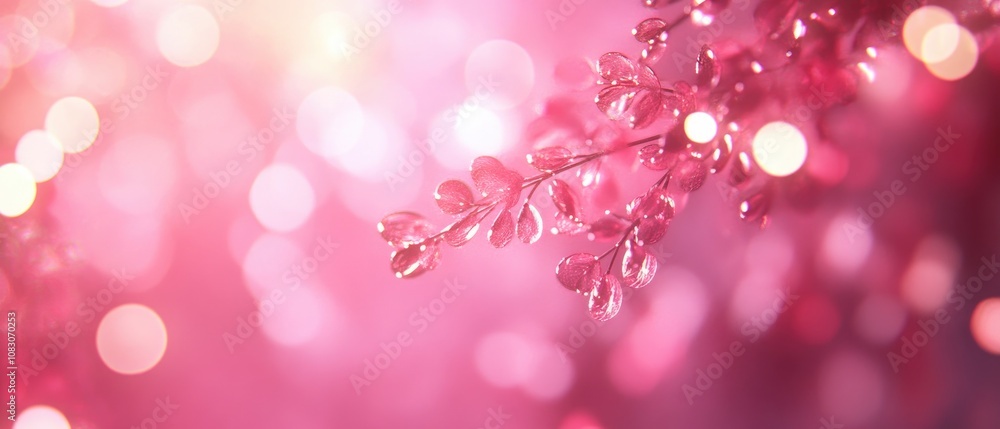 Poster fantasy abstract bokeh light effect featuring a soft pink backdrop