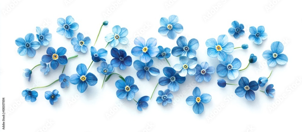 Poster blue forget me not flowers painting featuring a creative collection isolated on a white background i