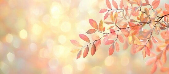 Fototapeta premium Vibrant autumn leaves of Acacia or Black Locust against a softly blurred natural backdrop