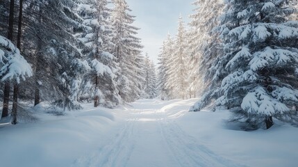 Fototapeta premium Magical winter wonderland filled with fresh snow and serene landscapes