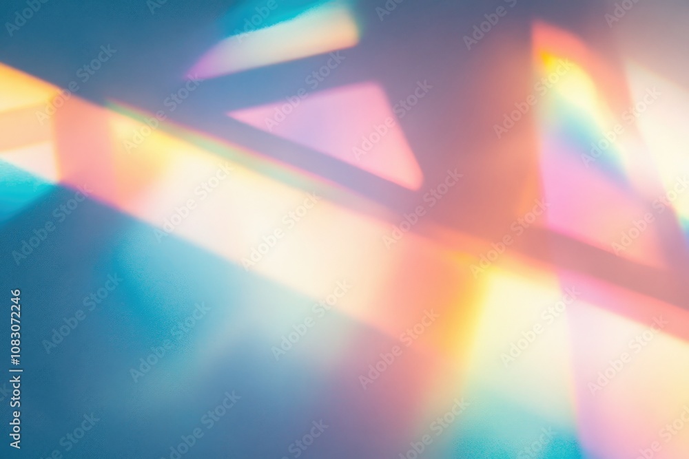 Poster blurred rainbow light refraction texture with a retro lo fi photo light leak effect natural shadow e