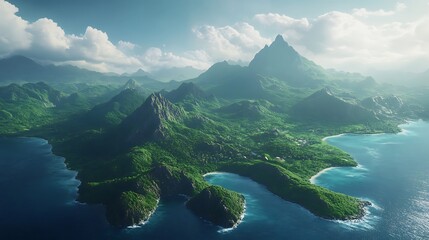 Obraz premium Aerial shot of a beautiful island with vibrant blue sea.