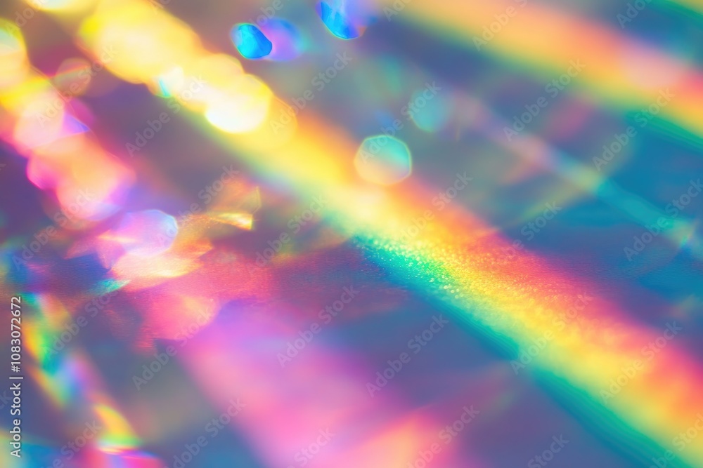 Aufkleber blurred rainbow refraction overlay effect light prism effect on a bright backdrop holographic reflec