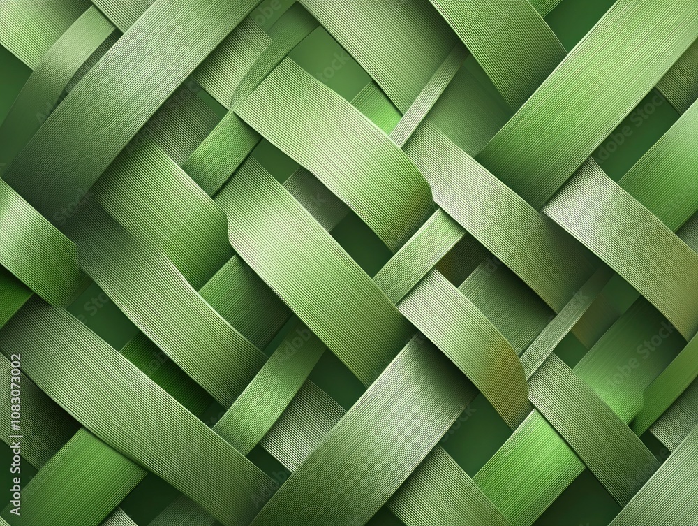 Wall mural vibrant green gradient background with a woven flash line effect
