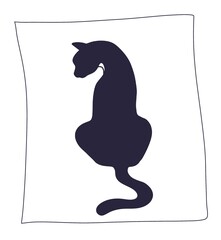 Black cat silhouette on white background