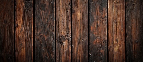 Fototapeta premium Brown Wooden Planks The Ground Is Dark Brown To Light