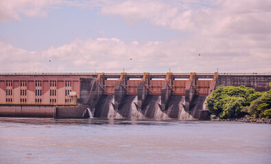 The B. Bonita Hydroelectric Dam in São Paulo, Brazil, showcases a vast structure controlling water...