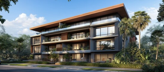 Fototapeta premium Bright and airy brand new apartment with modern finishes ideal for personal customization