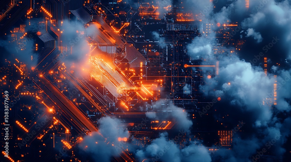 Poster innovative cloud file integration displayed on an immersive holographic interface.