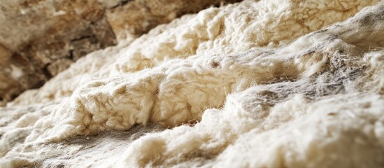 Obraz premium Attic insulation using high quality mineral wool energy efficient home improvement