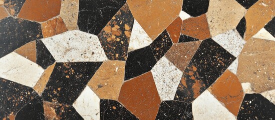 Ancient Palladiana terrazzo flooring featuring intricate patterns of brown black and white marble pieces perfect for interior design inspiration