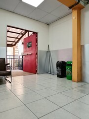 Minimalist Hospital Waiting Room with Leather Chair. Medical concept