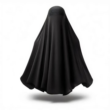 black burqa, niqab isolated on white background