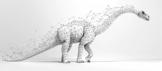 Obraz premium Wireframe of a dinosaur standing against a white background.