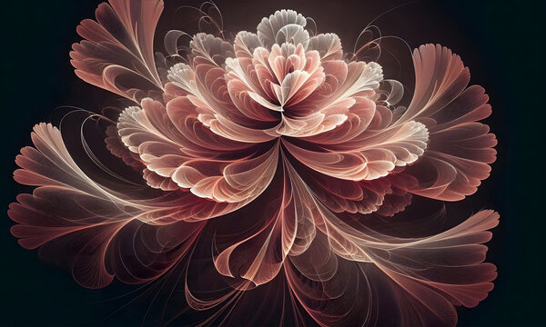 Abstraker, floraler Hintergrund mit einer Rose und langen, geschwungenen Linien, romantisch, Wallpaper