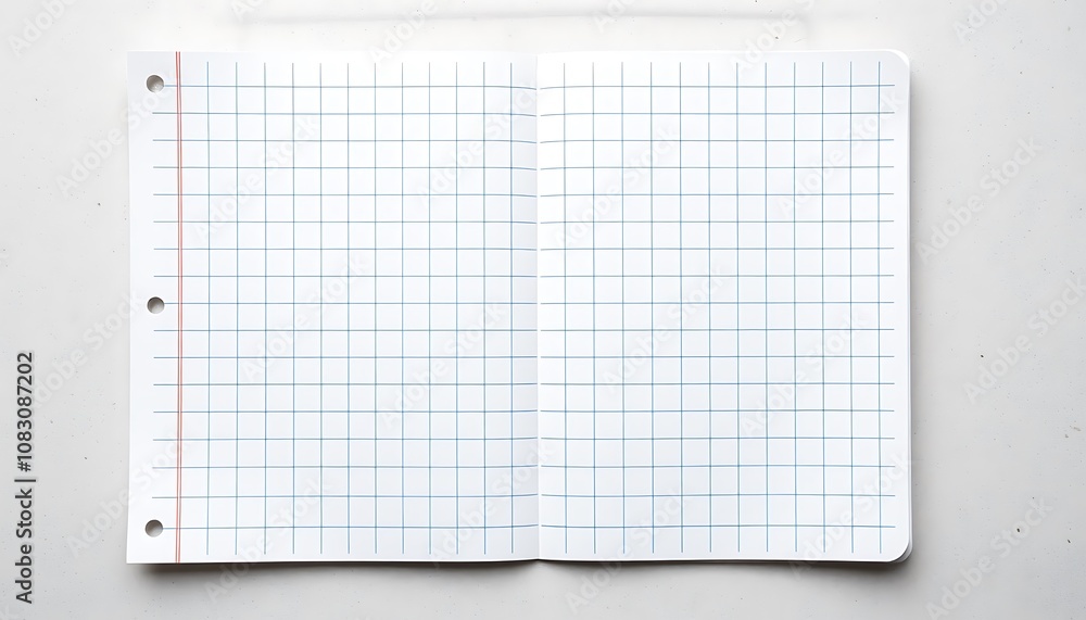 Poster grid square graph line full page on white paper background, paper grid square graph line texture of 