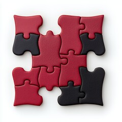Fototapeta premium Red and black puzzle pieces arranged in a square shape.
