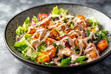 Nutritious salad with sauce