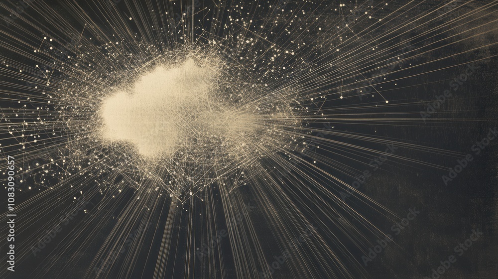 Leinwandbilder the artwork depicts a data cloud connected by thin lines, symbolizing data movement and network inte