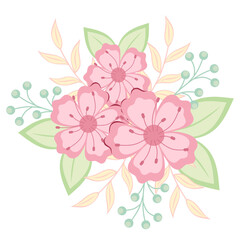 Obraz premium Pink Flower Bouquet. Beautiful Floral Vintage for Wedding Invitation Card. Illustration of Botanical Decorative Ornament.
