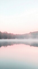 Obraz premium Calming nature landscape of a mountain lake during sunrise, with a reflection of the sky on the water