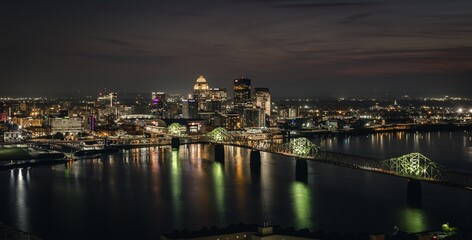 Louisville at night from a drone.