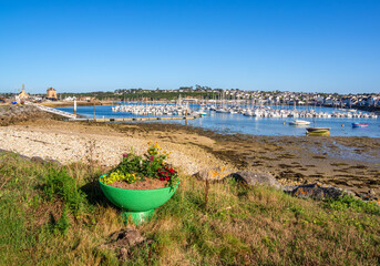 Marina of Camaret sur Mer, coastal town in Brittany,  France, low tide