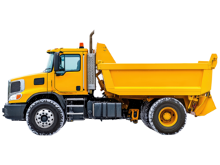 Yellow Dump Truck with Snowy Background