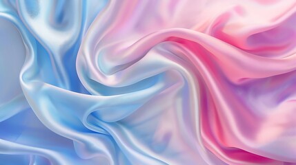 Obraz premium A flowing fabric with a blend of blue and pink hues, creating a soft and dreamy aesthetic.