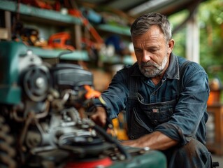 Household helper: a man performing various housework tasks, commitment to home upkeep and support, representing essential role of domestic aide in ensuring orderly and clean residence.