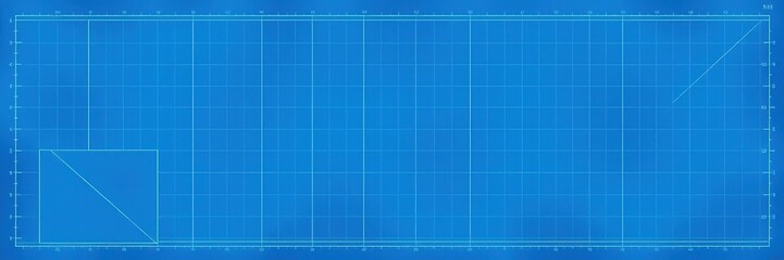 Blue print photo effect mockup with architectural drawing overlay, visualization, creative, illustration