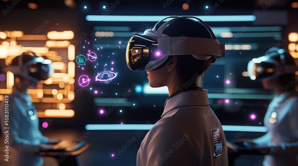 Aufkleber virtual space exploration online learning environment interactive technology futuristic setting imme