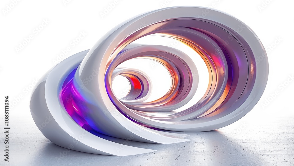 Poster futuristic minimalist architecture interior with curved lines and empty space